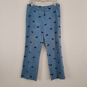 Vintage LILLY PULITZER Size 10 Blue Embroidered Scottie Dog Velveteen Pants